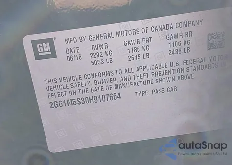 2017 Cadillac Xts Luxury z USA, uszkodzony, nr VIN 2G61M5S30H9107664